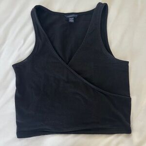 Aeropostale Crisscross Black Wrap cropped Top